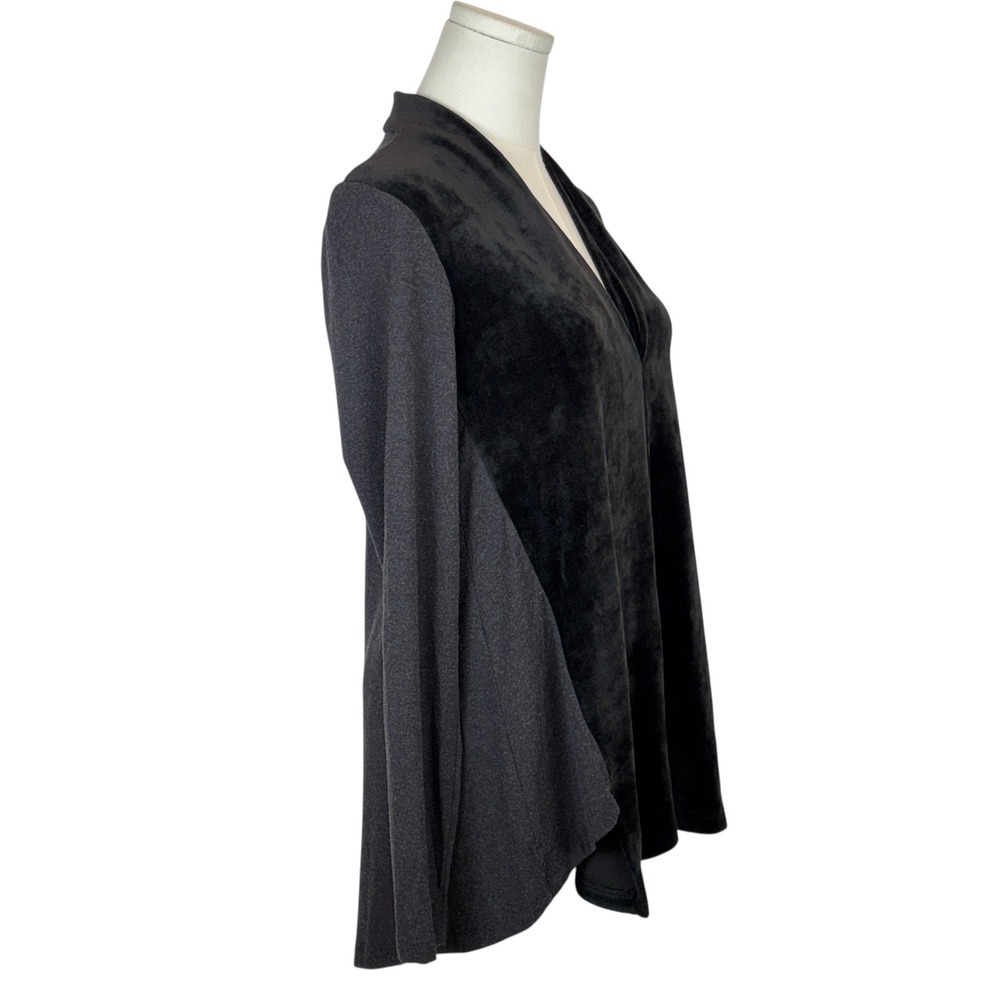 Alembika Velour & Knit Jersey V neck Long Sleeve Tunic Top Sz 1/Small Black - Picture 2 of 13